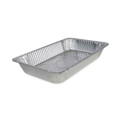 Boardwalk® Aluminum Steam Table Pans, Full-Size Deep, 3-1/4"H x 12-13/16"W x 20-3/4"D, Silver, Carton Of 50 Pans