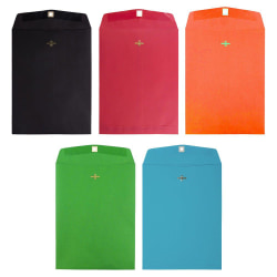 JAM Paper® Open-End 9" x 12" Catalog Envelopes, Clasp Closure, Assorted, Pack Of 50 Envelopes