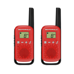 Motorola® TalkAbout® T110 Two-Way Radios, 5.35"H x 1.91"W x 1.05"D, Red/Black, Pack Of 2 Radios