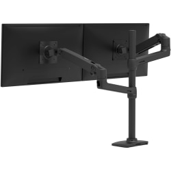 Ergotron Desk Mount for Monitor, Display, TV - Matte Black - Height Adjustable - 2 Display(s) Supported - 40" Screen Support - 44 lb Load Capacity - 100 x 100, 75 x 75 - VESA Mount Compatible