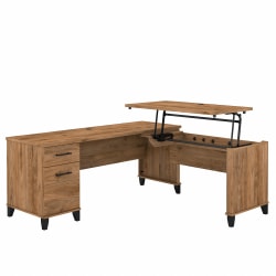 Bush® Furniture Somerset 72"W 3-Position Sit-to-Stand L-Shaped Desk, Fresh Walnut, Standard Delivery