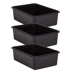 Teacher Created Resources Large Plastic Storage Bins, 5"H x 11-1/2"W x 16-1/4"D, Black, Pack Of 3 Bins