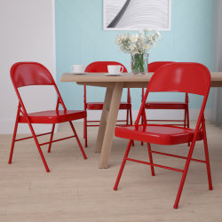 Flash Furniture HERCULES Series Double-Braced Metal Folding Chairs, Red, Set Of 4 Chairs