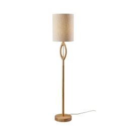 Adesso Mayfair Floor Lamp, 61"H, Light Textured Beige Shade/Natural Base