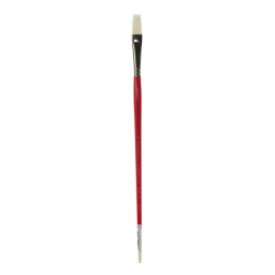 Winsor & Newton University Series Long-Handle Paint Brush 236, Size 8, Flat Bristle, Red