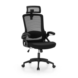 ALPHA HOME Ergonomic Mesh Mid-Back Office Task Chair With Adjustable Headrest, Black