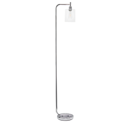 Simple Designs Modern Iron Floor Lamp, 67"H, Chrome Base/Clear Shade