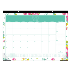 2024-2025 Day Designer Planning Monthly Desk Pad Calendar, 22" x 17", Peyton White, July 2024 To June 2025, 107938-A25