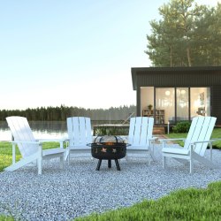 Flash Furniture 5-Piece Charlestown Adirondack Chair Set, White