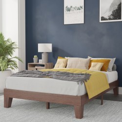 Flash Furniture Evelyn Wood Platform Bed With Wooden Support Slats, Full, 75"L x 54"W x 75"D, Walnut