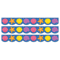 CCreative Teaching Press EZ Border, 3" x 24" Strips, Sea Friends Seashells, 48 Feet Per Pack, Set Of 3 Packs