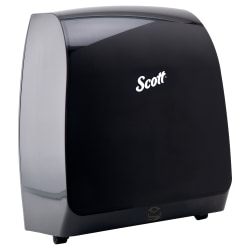 Kimberly Clark Scott Pro Manual Hard Roll Towel Dispenser, Black, for Blue Core Scott Pro Roll Towels, 12.66" x 16.44" x 9.18"