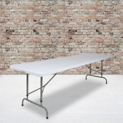 Flash Furniture Adjustable Plastic Folding Table, 34"H x 29"W x 96"D, Granite White/Gray