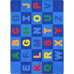 Joy Carpets Kid Essentials Rectangular Area Rug, Patchwork Letters, 7-2/3' x 10-3/4', Multicolor