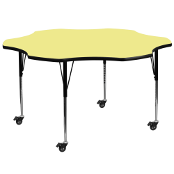 Flash Furniture Mobile Height Adjustable Thermal Laminate Flower Activity Table, 30-3/8"H x 60''W, Yellow