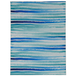 Linon Washable Area Rug, 2' x 3', Seabert Ivory/Blue