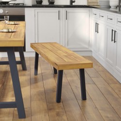 Flash Furniture Martindale Solid Acacia Patio Dining Bench, 17-1/2"H x 59"W x 14-1/2"D, Natural