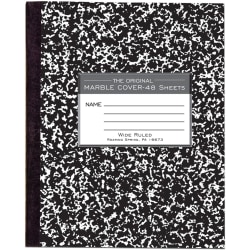 Roaring Spring Tape Bound Composition Notebook, 8 1/2" x 7", 48 Sheets, Black Marble