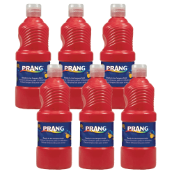Prang Ready-To-Use Tempera Paints, 16 Oz, Red, Pack Of 6 Paints