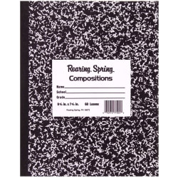 Roaring Spring Composition Notebook, 8" x 10", 60 Sheets, Black Marble