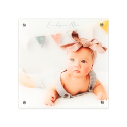Custom Full-Color Acrylic Photo Wall Art Panel With Brushed Silver Stand-Off Mounting Hardware, 12" x 12"