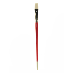 Winsor & Newton University Series Long-Handle Paint Brush 236, Size 10, Flat Bristle, Hog Hair, Red