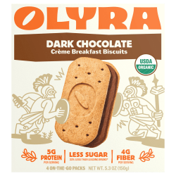 Olyra Breakfast Biscuit On The Go Packs, Creme Dark Chocolate, 5.3 Oz, Total Qty 6
