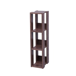 IRIS Mado 35"H 3-Shelf Slim Open Shelving Unit, Brown