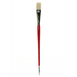 Winsor & Newton University Series Long-Handle Paint Brush 236, Size 12, Flat Bristle, Hog Hair, Tan