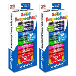The Pencil Grip Kwik Stix Solid Tempera Paint Sticks, 10 mL, Assorted Colors, Pack Of 12 Sticks, Set Of 2 Packs