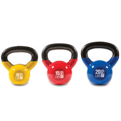 GoFit Ultimate Kettlebell Fit Pack, 10-1/2"H x 17-1/2"W x 7-1/2"D, Yellow/Red/Blue, Pack Of 3 Kettlebells