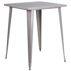 Flash Furniture Commercial Grade 31.5" Square Metal Indoor-Outdoor Bar Height Table, Silver