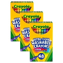 Crayola Ultra-Clean Washable Crayons, Regular Size, 48 Crayons Per Pack, Set Of 3 Packs