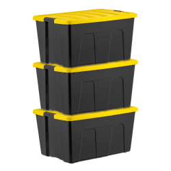 IRIS Plastic Storage Bins with Lids, 94-Quart, Black, Total Qty 3