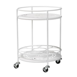 Baxton Studio Dallan 2-Tier Kitchen Cart, 18-5/8"H x 14"W, White