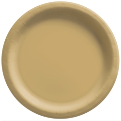 Amscan Round Paper Plates, 8-1/2", Gold, Pack Of 150 Plates