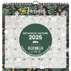 2025 Willow Creek Press Spiral Art Wall Calendar, 12" x 12", Botanical Nature, January 2025 To December 2025, 47965