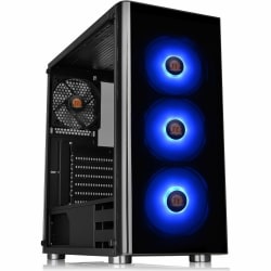 Thermaltake V200 Tempered Glass RGB Edition Mid Tower Chassis - Mid-tower - Black - SPCC, Tempered Glass - 5 x Bay - 3 x 4.72" x Fan(s) Installed - Mini ITX, Micro ATX, ATX Motherboard Supported - 6 x Fan(s) Supported