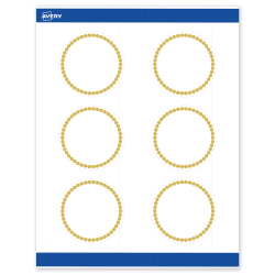 Avery® Print-To-The-Edge Labels With Sure Feed® Technology, S00-DJ9-PRWMP10, Round, 3", Matte White, Preprinted Gold Beads Design, Pack Of 60