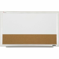 SKILCRAFT® Magnet DryErase Cork Combo Board - White/Tan Surface - White Satin Aluminum Frame - Horizontal/Vertical - Magnetic - 1 Each
