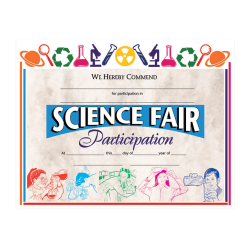 Hayes Publishing Certificates, Science Fair Participation, 8 1/2" x 11", Multicolor, Pack Of 30