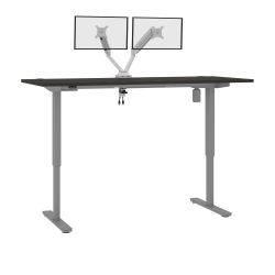 Bestar Upstand Electric 72"W Standing Desk With Dual Monitor Arm, Deep Gray