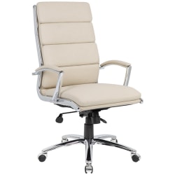 Boss Office Products Ergonomic CaressoftPlus High-Back Executive Chair, Beige/Chrome