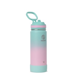 Takeya Actives Insulated Stainless Steel Water Bottle With Straw Lid, 18 Oz, Ombre Dream