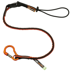Ergodyne Squids 3102F(x) Detachable Single-Carabiner Tool Lanyards, 5 Lb, 48", Orange/Gray, Pack Of 6 Lanyards