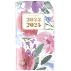2023-2024 AT-A-GLANCE® BADGE 2-Year Academic Monthly Planner, 3-1/2" x 6", Floral, July 2023 To June 2025, 1664F-021A
