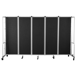 National Public Seating Room Divider, 5 Sections, 72"H x 118"W x 27"D, Black/Gray