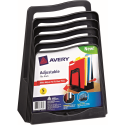 Avery Adjustable File Rack - 5 Compartment(s) - 11.5" Height x 8" Width x 10.5" Depth - Desktop - Black - Plastic - 1Each
