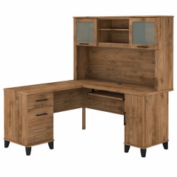 Bush Business Furniture Somerset 60"W L-Shaped Corner Desk With Hutch, Fresh Walnut, Standard Delivery