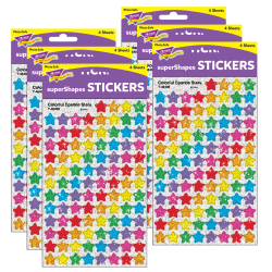 Trend superShapes Stickers, Colorful Sparkle Stars, 400 Stickers Per Pack, Set Of 6 Packs